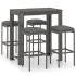 Set muebles bar jardín 5 piezas y cojines ratán sintético