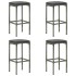 Set muebles bar jardín 9 piezas y cojines ratán sintético
