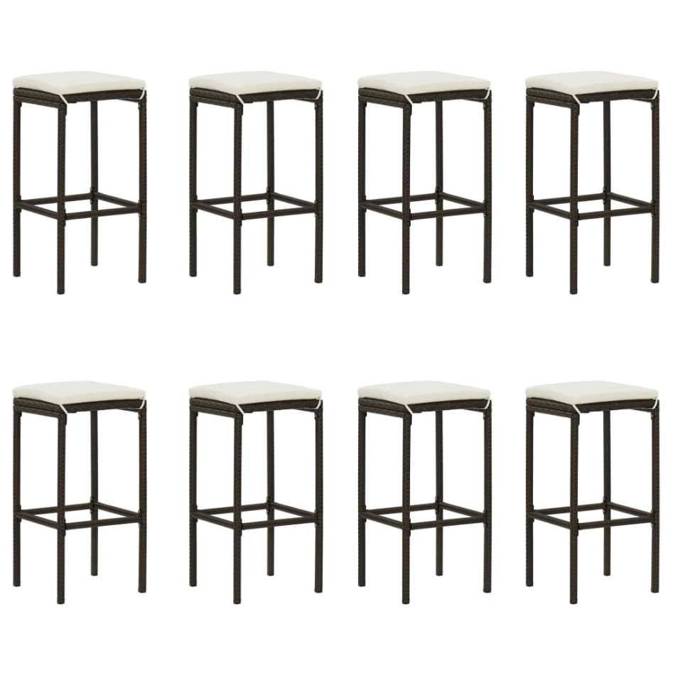 Set de bar para jardín 9 pzas y cojines ratán sintético