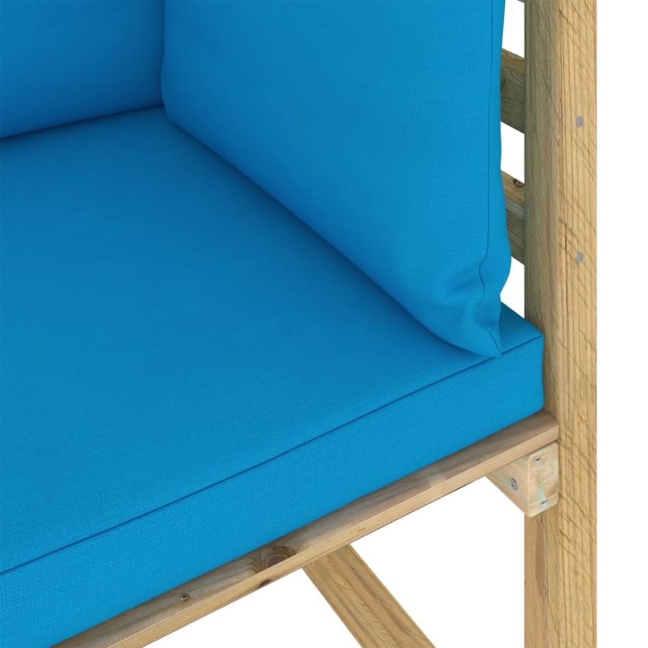 Sofá de jardín de esquina cojines 2 uds madera impregnada