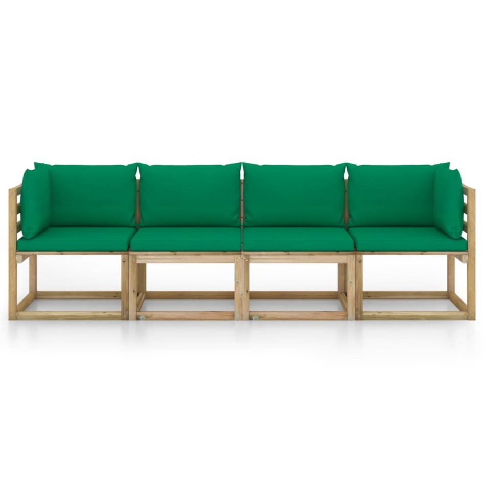 Sofá de jardín de 4 plazas con cojines