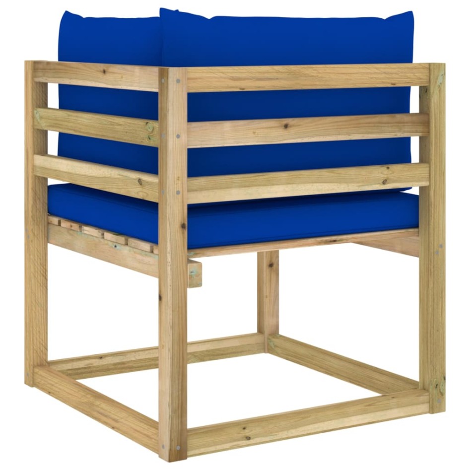 Sofá de jardín de esquina cojines 2 uds madera impregnada