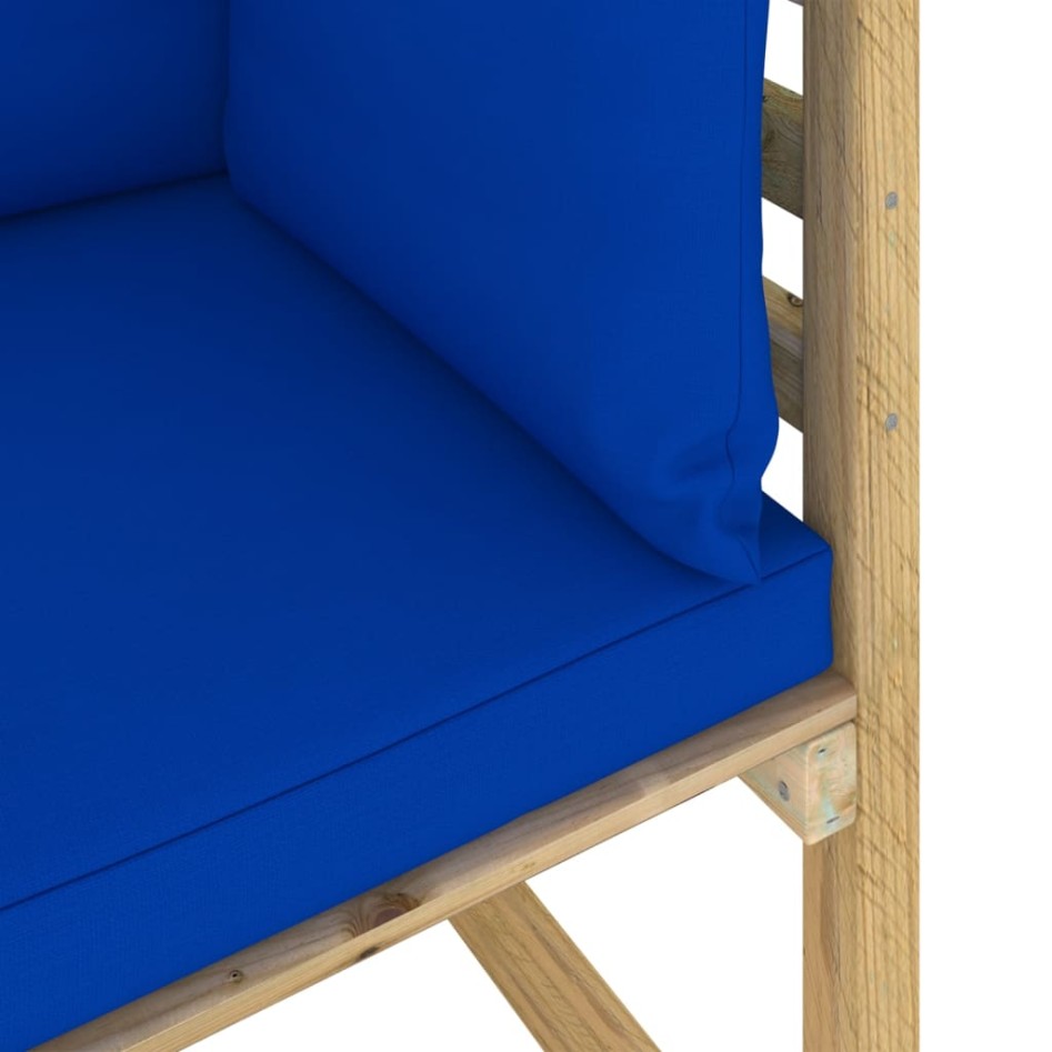 Sofá de jardín de esquina cojines 2 uds madera impregnada