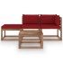 Set de jardín palets 4 pzas con cojines madera pino