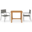Juego de comedor para jardín 3 piezas gris