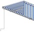 Toldo retráctil manual con persiana azul y blanco 4x3