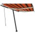 Toldo retráctil manual con LED naranja y marrón 350x250