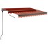 Toldo retráctil manual con LED naranja y marrón 350x250