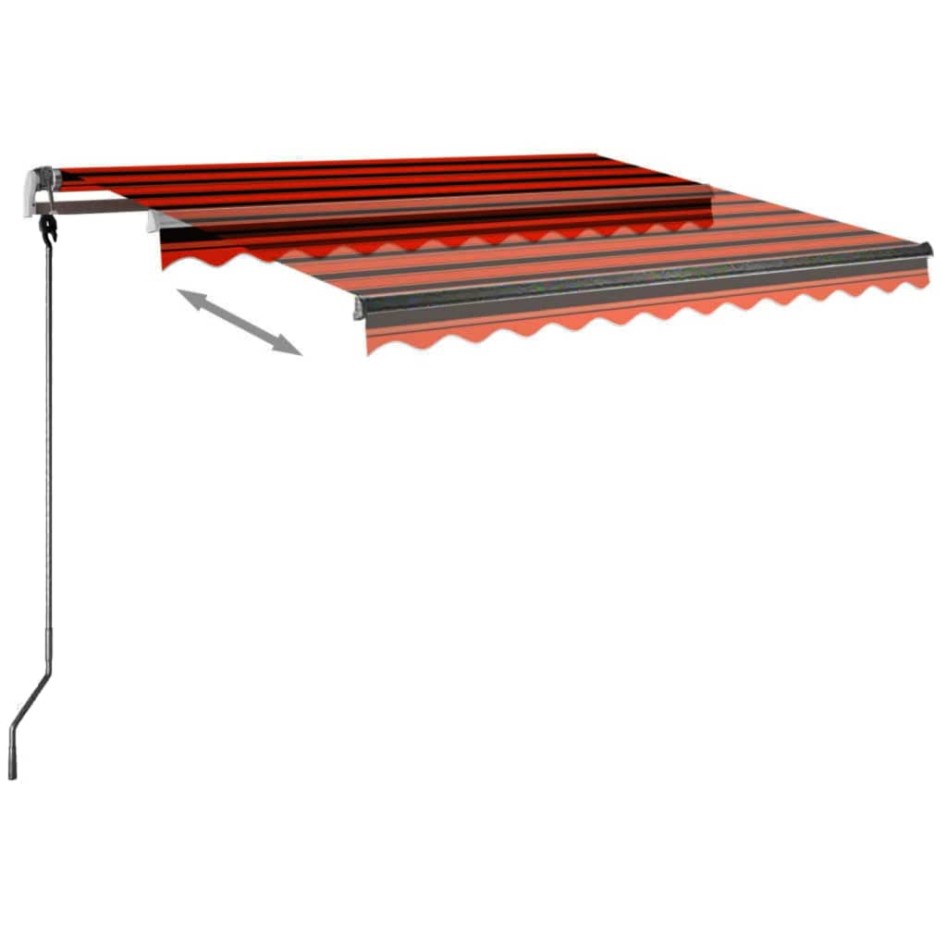 Toldo retráctil manual con LED naranja y marrón 350x250