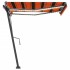 Toldo retráctil manual con LED naranja y marrón 350x250