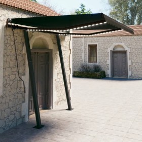 Toldo manual retráctil con LED gris antracita 3x2,5