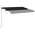 Toldo manual retráctil con LED gris antracita 3x2,5