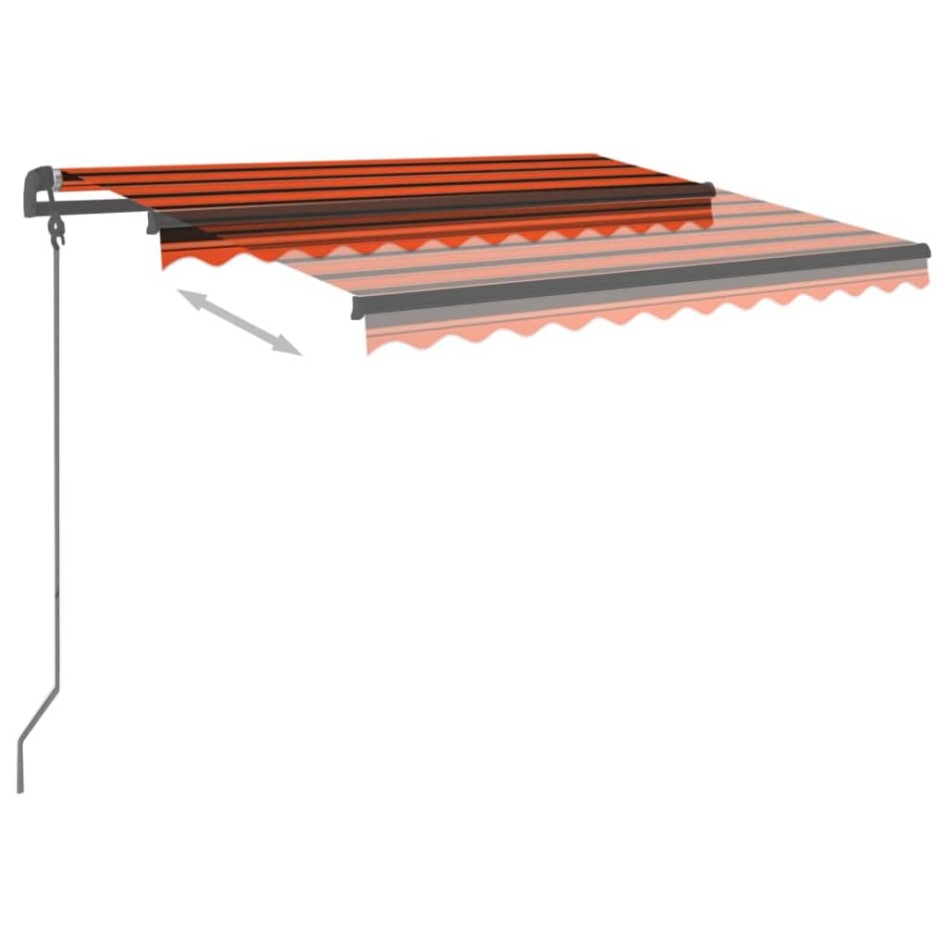 Toldo manual retráctil con LED naranja y marrón 3,5x2,5