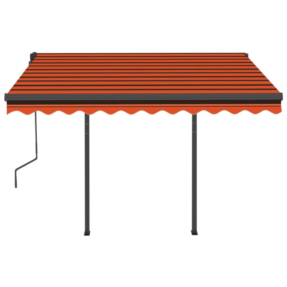 Toldo manual retráctil con LED naranja y marrón 3,5x2,5