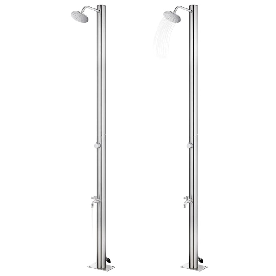 Ducha de jardín con base gris 220 cm acero