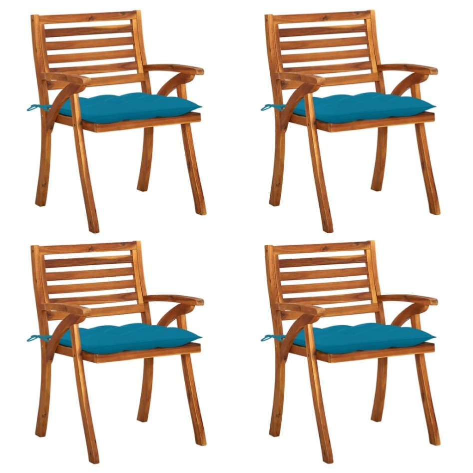 Sillas de jardín con cojines 4 unidades madera maciza de