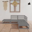 Muebles de jardín 5 piezas gris madera maciza de pino