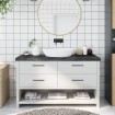 Encimera de baño madera tratada marrón oscuro 140x40x(2-6) cm