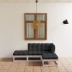 Juego de muebles de jardín 4 pzas y cojines madera pino maciza