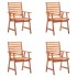 Sillas comedor de jardín y cojines 4 uds madera maciza