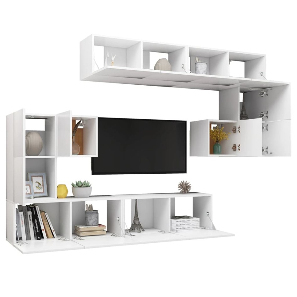Set de mueble para TV de 8 piezas madera de ingeniería