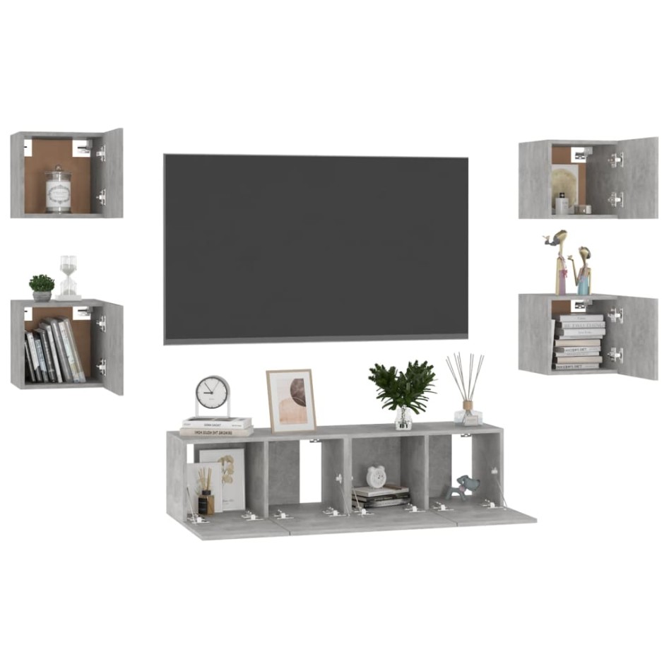 Set de muebles de salón 6 pzas madera ingeniería gris