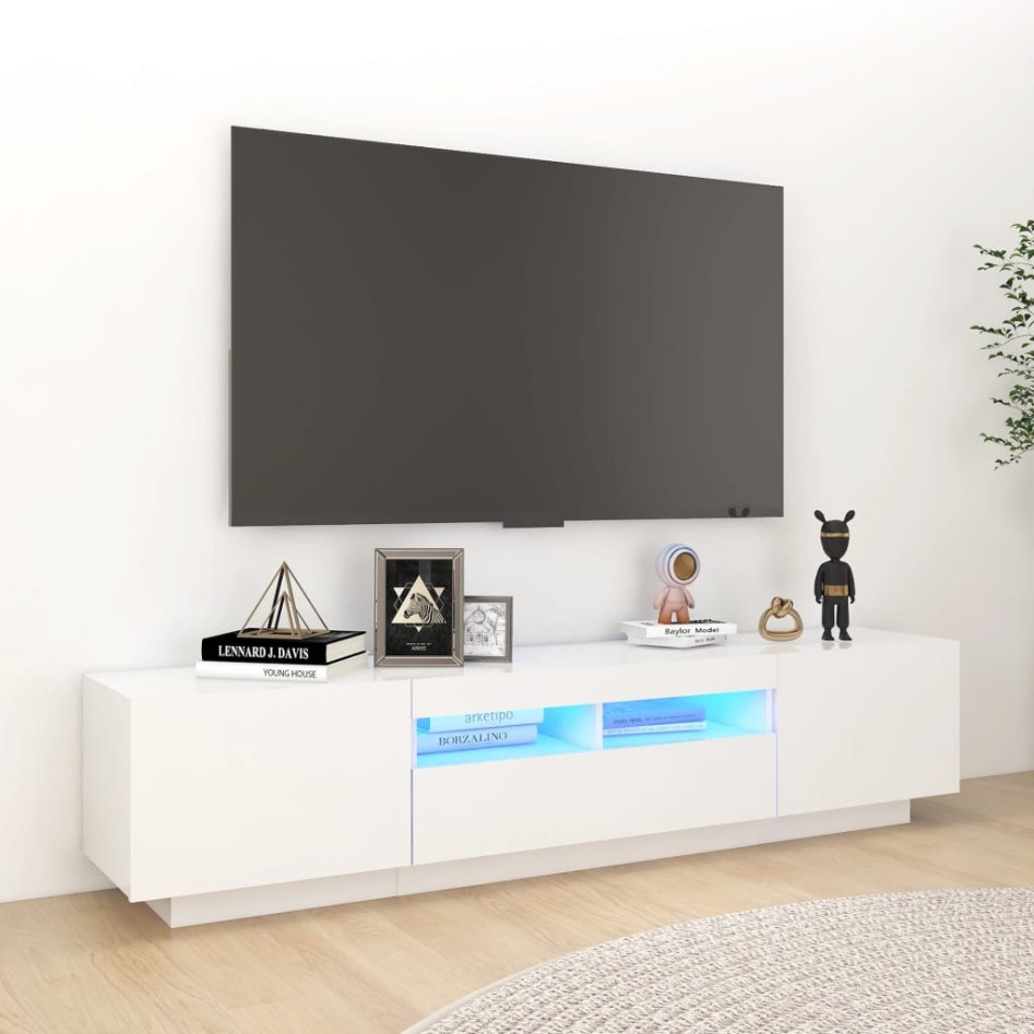 Mueble para TV con luces LED blanco 180x35x40
