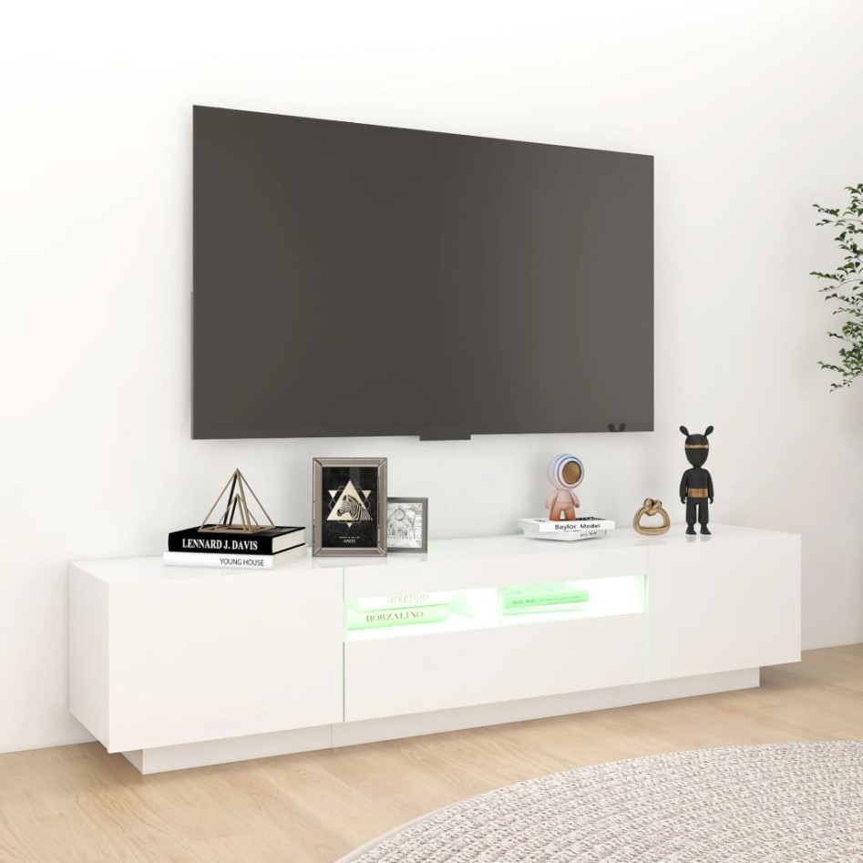 Mueble para TV con luces LED blanco 180x35x40