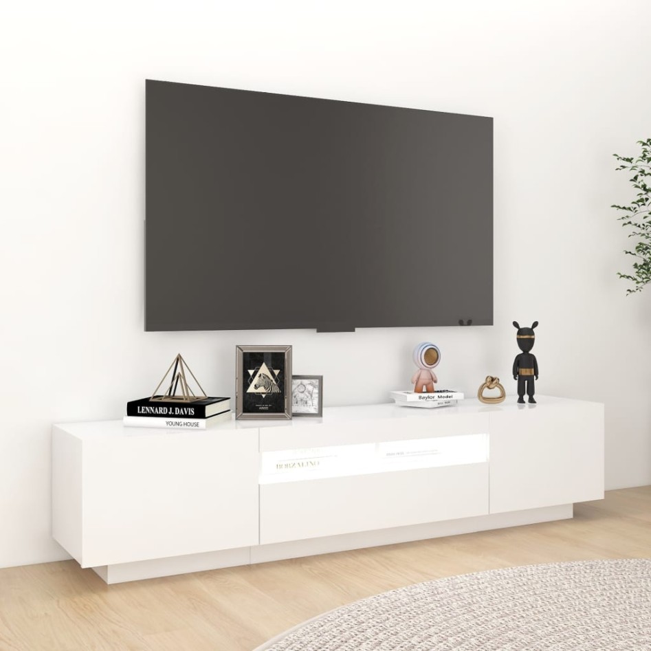 Mueble para TV con luces LED blanco 180x35x40