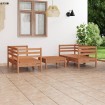 Juego muebles de jardín 5 pzas madera maciza pino marrón miel