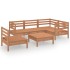 Juego muebles de jardín 6 pzas madera maciza pino marrón