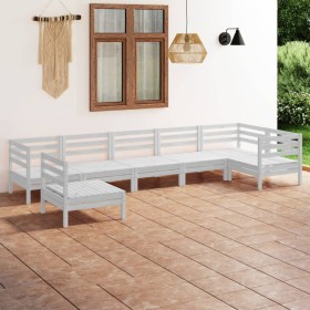 Juego de muebles de jardín 7 piezas madera maciza pino
