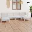 Juego de muebles de jardín 6 pzas madera maciza de pino blanco