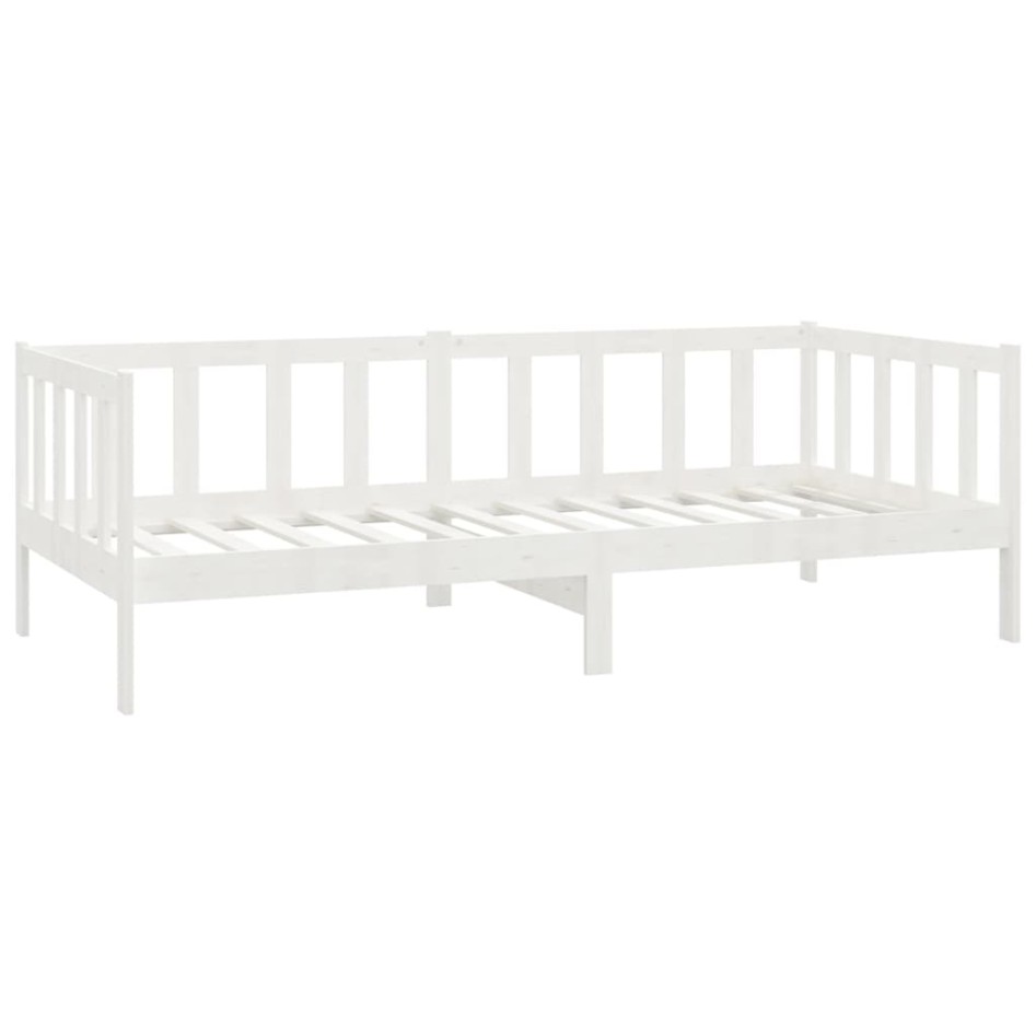 Sofá cama con colchón madera de pino maciza blanco 90x200