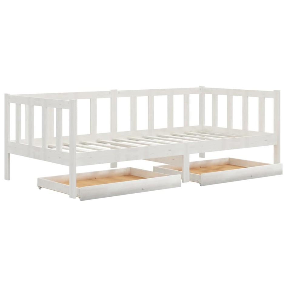 Sofá cama con cajones madera de pino maciza blanco 90x200