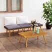 Muebles de jardín 4 piezas con cojines madera maciza de acacia