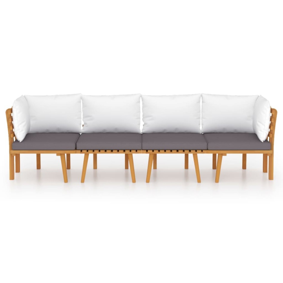 Muebles de jardín 4 piezas con cojines madera maciza de