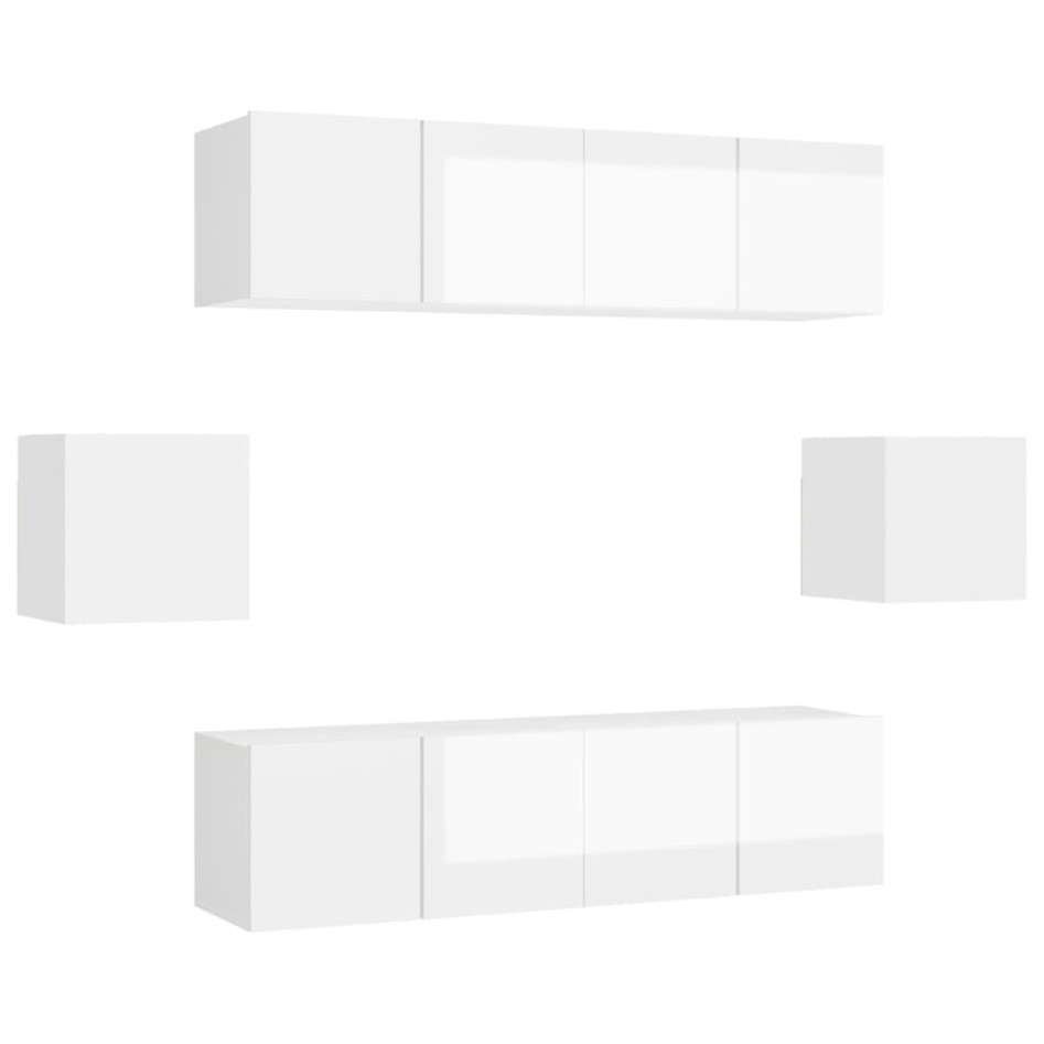 Set de muebles de salón 6 pzas madera ingeniería blanco