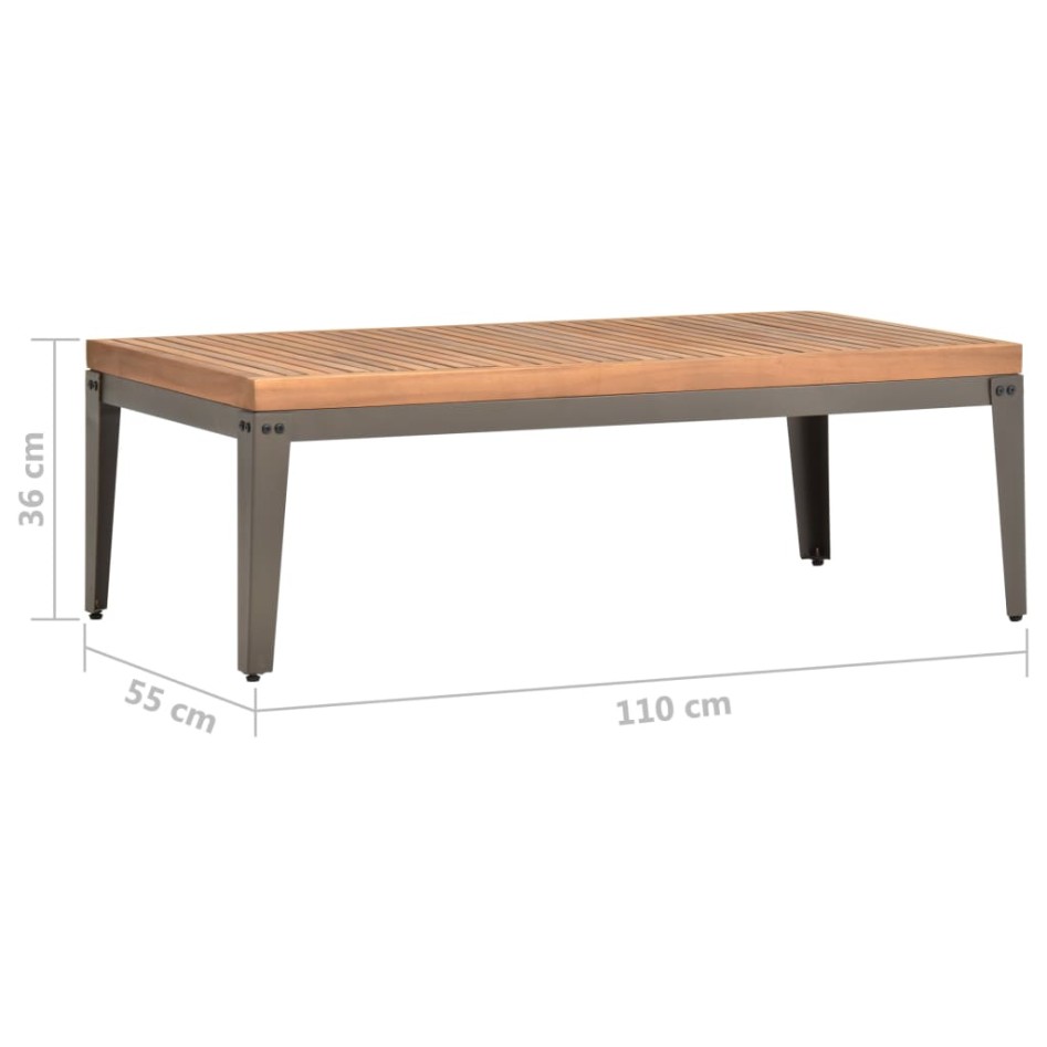 Mesa de centro de jardín madera maciza de acacia 110x55x36