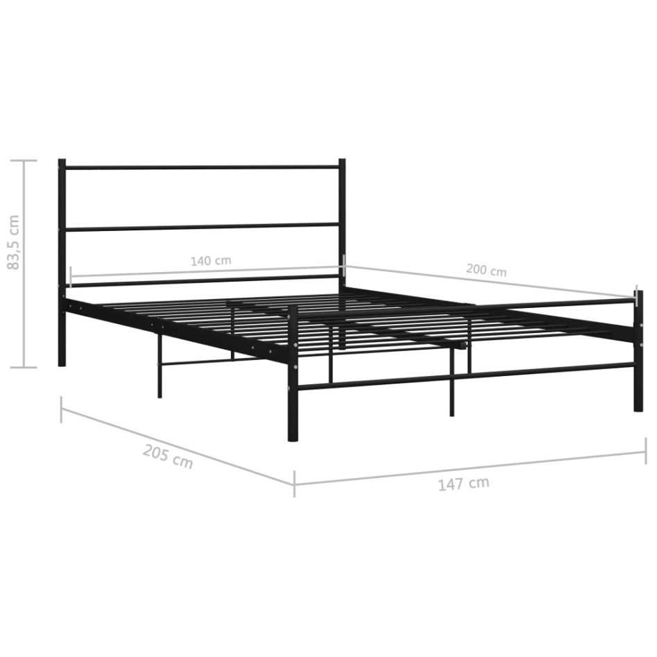 Estructura de cama de metal negro 140x200