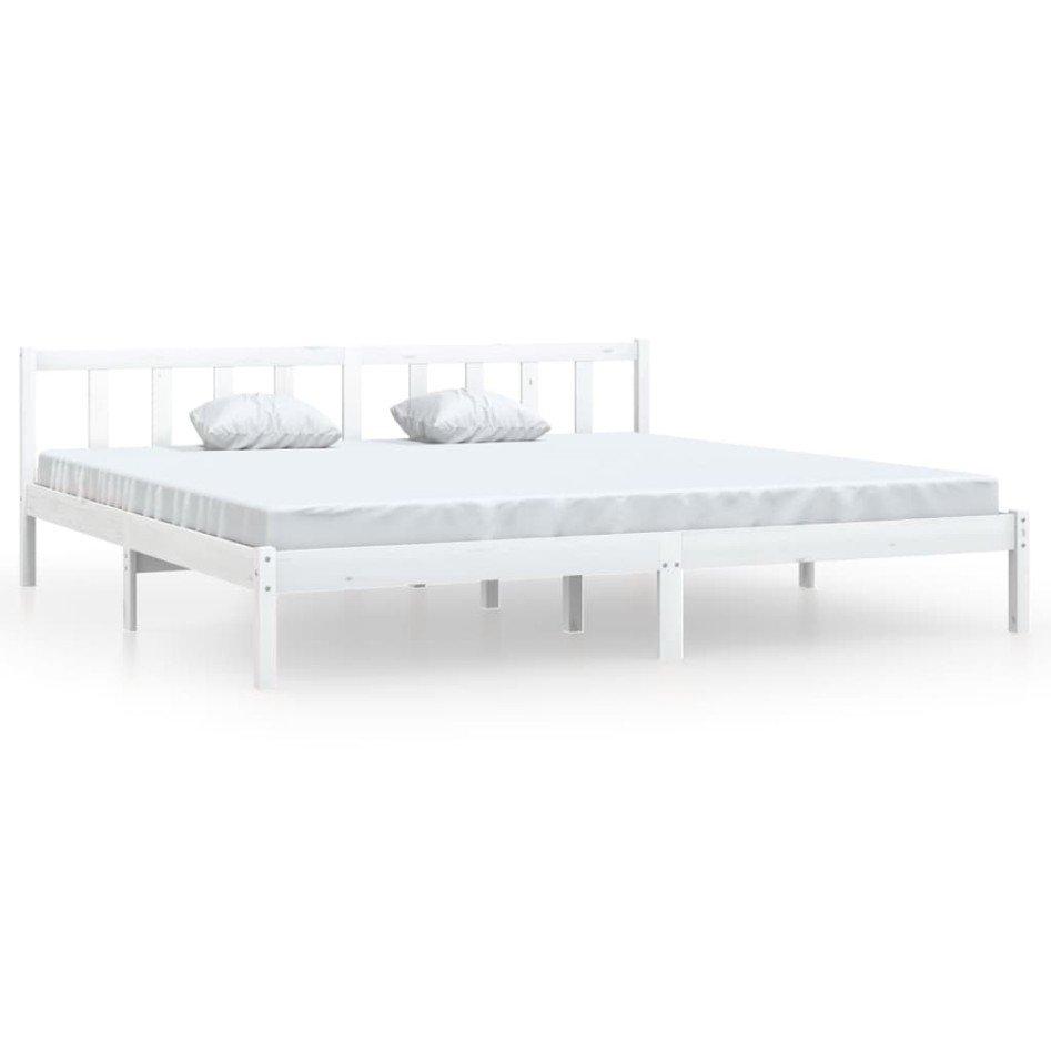 Estructura de cama de madera maciza de pino blanca 200x200