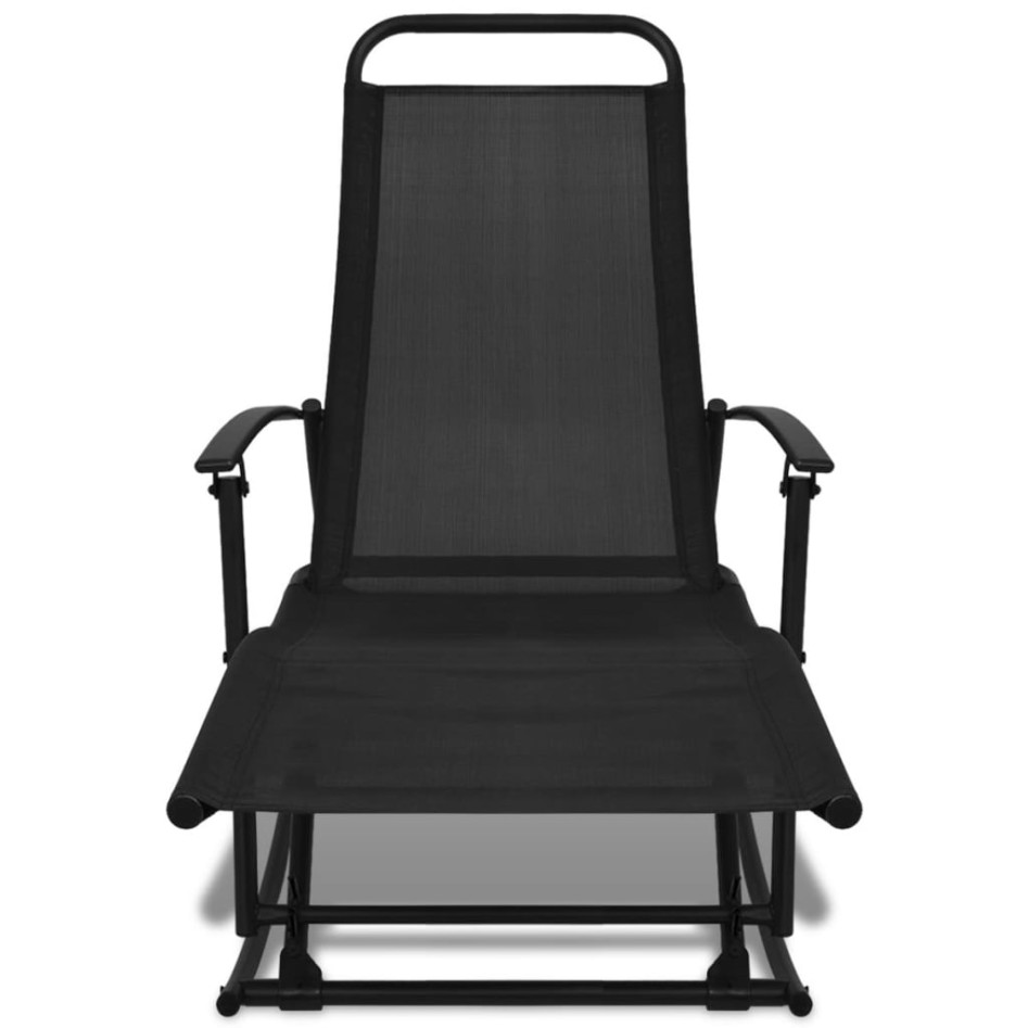 Silla mecedora de jardín 2 unidades acero y textilene