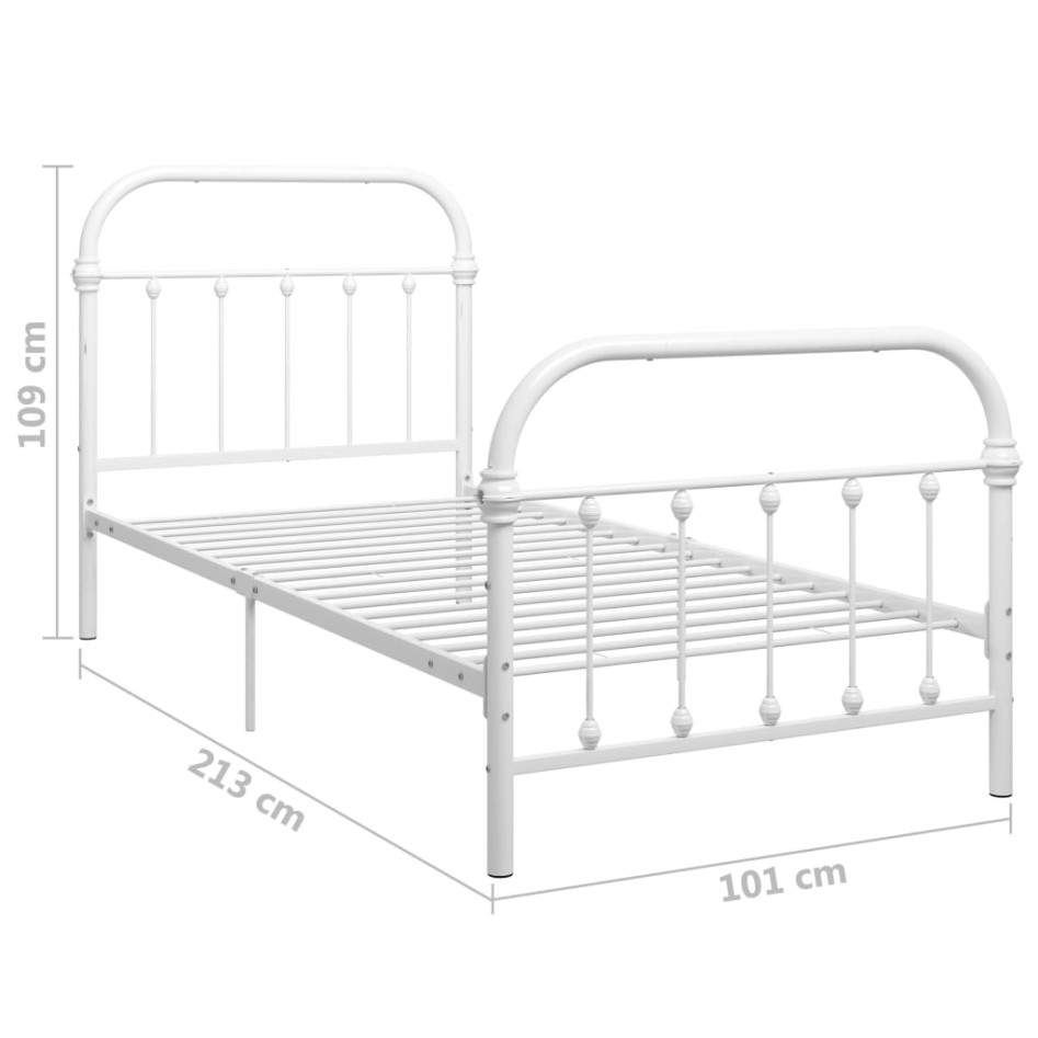 Estructura de cama de metal blanco 90x200