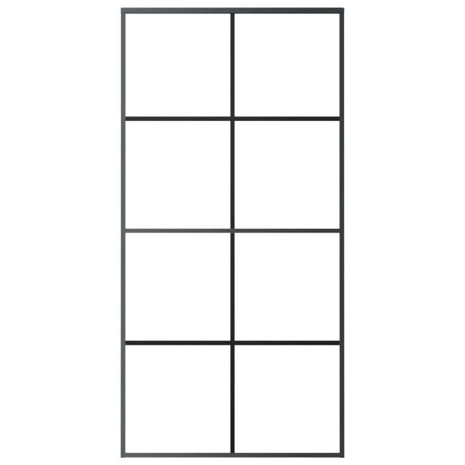 Puerta corredera vidrio ESG y aluminio negro 102,5x205