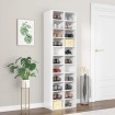 Mueble zapatero de aglomerado blanco brillante 54x34x183 cm