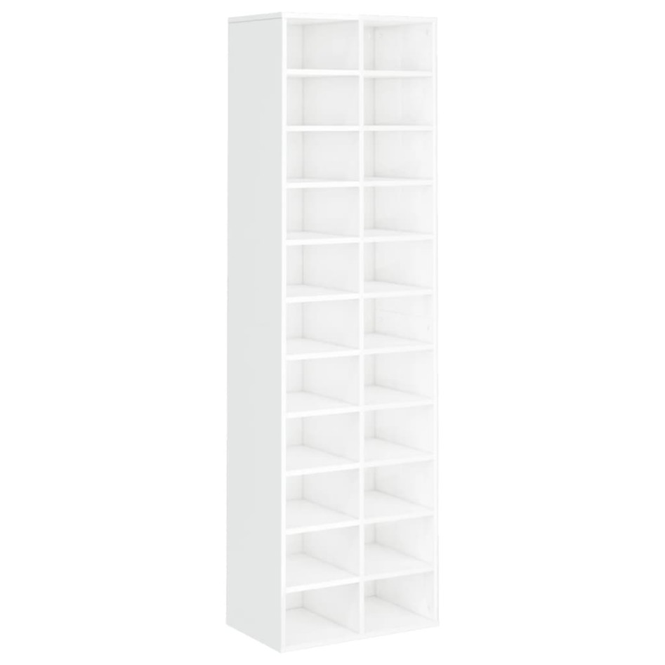 Mueble zapatero de aglomerado blanco brillante 54x34x183