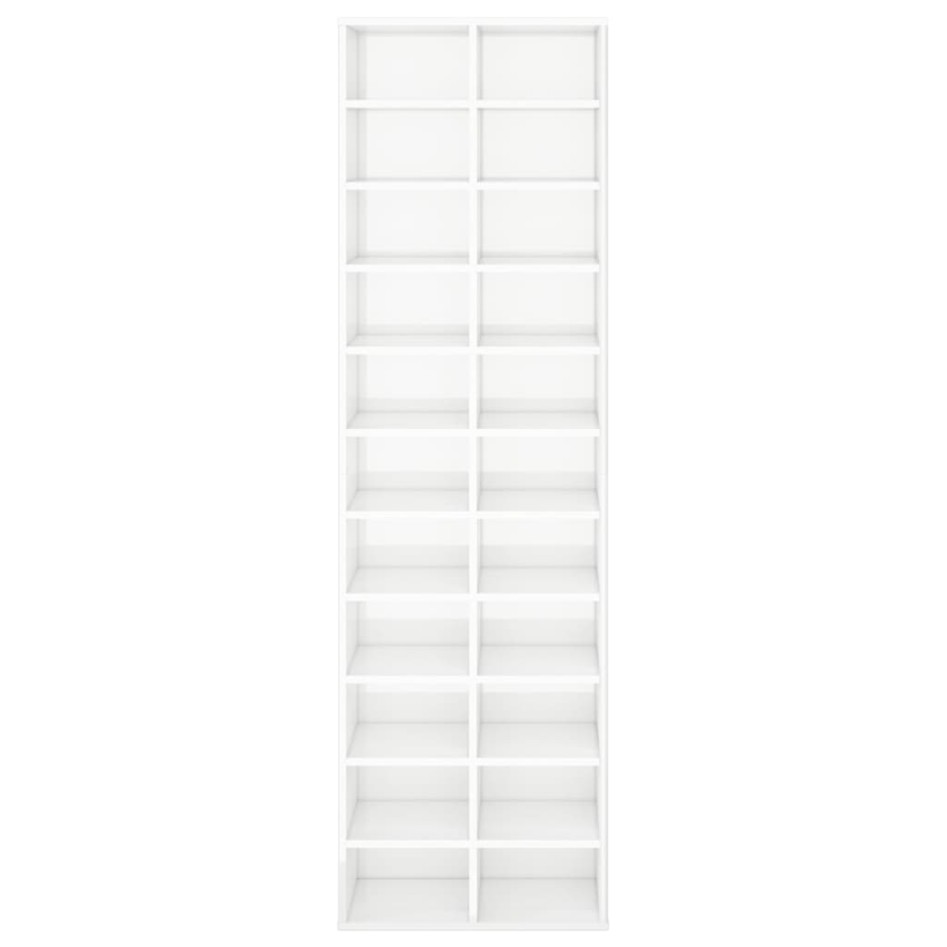 Mueble zapatero de aglomerado blanco brillante 54x34x183