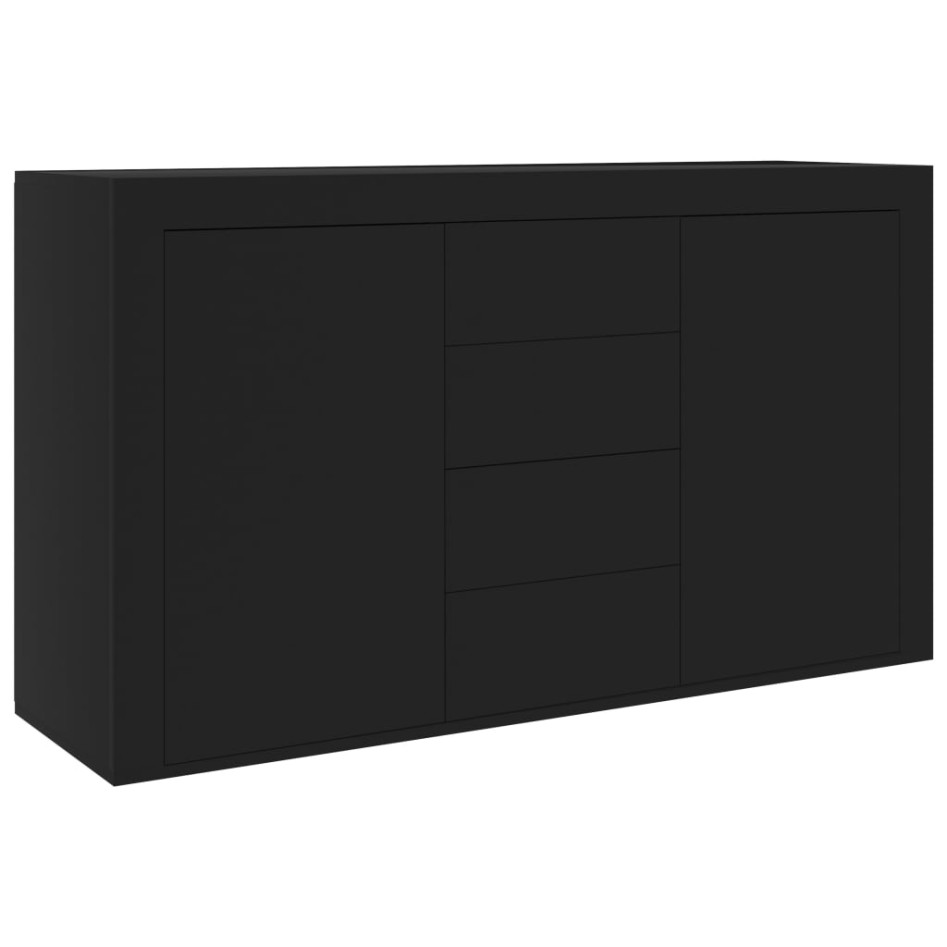 Aparador de madera contrachapada negro 120x36x69