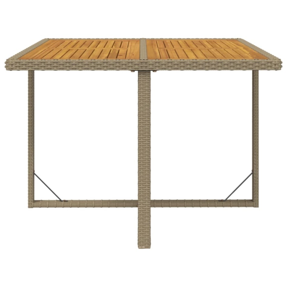 Mesa de jardín ratán sintético madera acacia beige