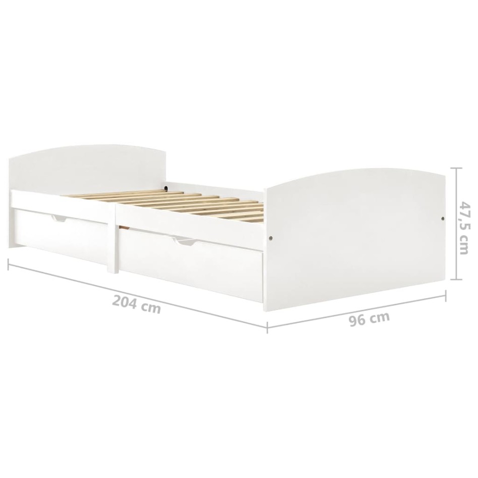 Estructura de cama 2 cajones madera maciza pino blanca
